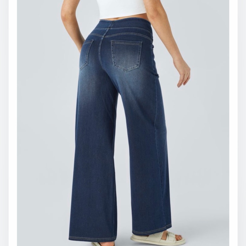 HALARA Dark Blue Wide Leg Flare Jeans - Picture 2 of 13
